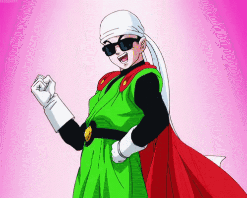 a cartoon character wearing sunglasses and a red cape