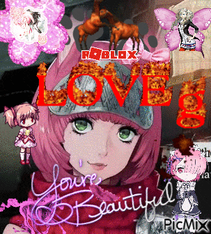 a picture of a girl with a hat that says roblox