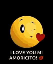 a smiley face with a heart on its nose and the words `` i love you mi amorcito '' .