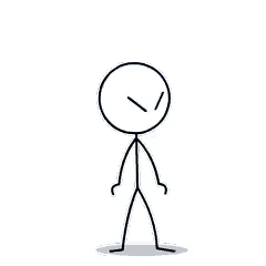 a stick figure is holding a blue sphere on his head .