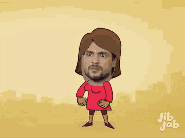 a cartoon drawing of a man in a superhero costume with jib jab written on the bottom