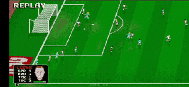 a soccer game is being played on a green field