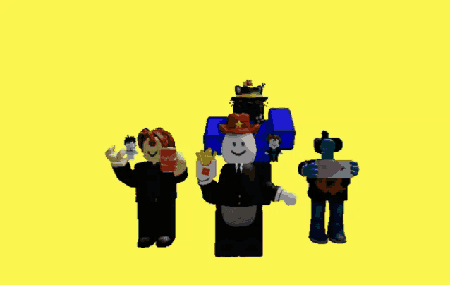 a group of roblox characters are standing next to each other