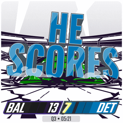 a graphic with the words he scores bal 13 7 det on it