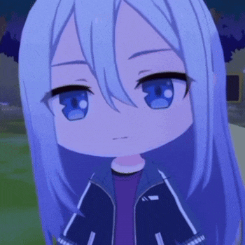 a close up of a blue haired anime girl with a surprised look on her face
