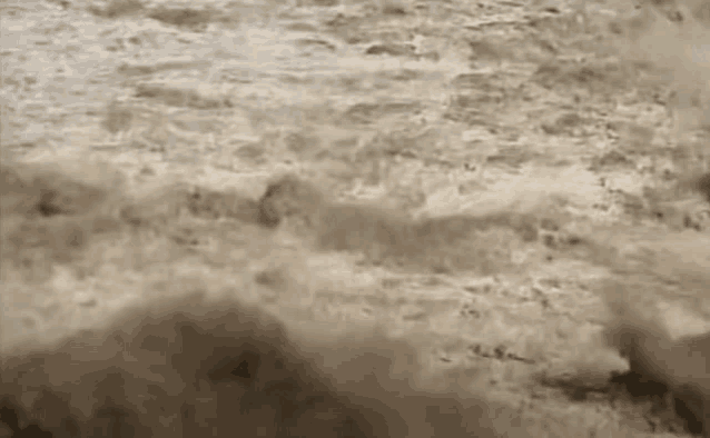 a large body of water with waves crashing on the shore .