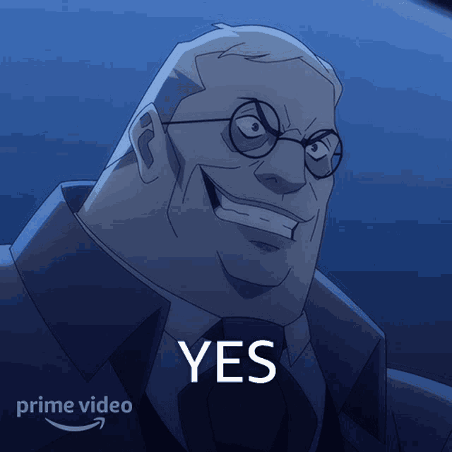 a man in a suit and tie is smiling with the words yes above him