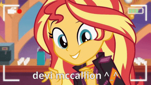 a cartoon girl with the name devi mccallion on the bottom