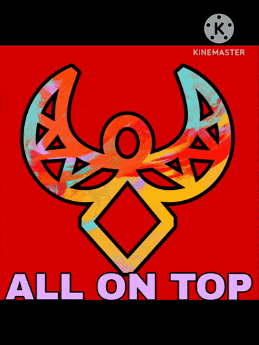 a red background with the words all on top
