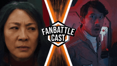 a man and a woman are featured in a fan battle cast