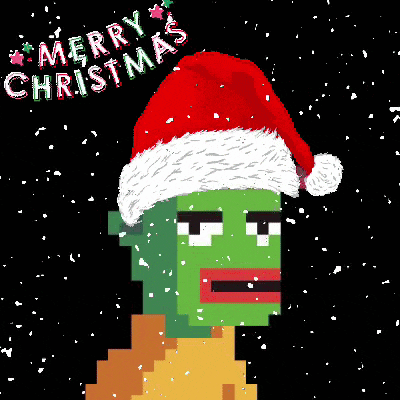 a pixel art of a person wearing a santa hat
