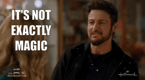 a man in a black jacket says it 's not exactly magic in front of a woman