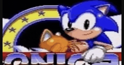sonic the hedgehog and tails are standing next to each other in a pixel art .
