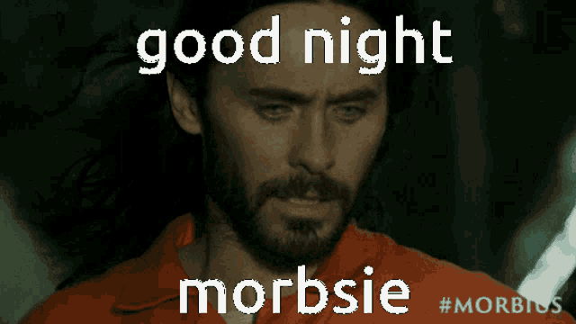 a man with long hair and a beard says good night morbide