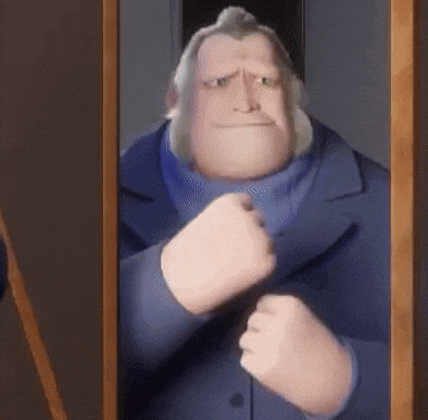 a cartoon character is standing in front of a mirror and looking at himself .