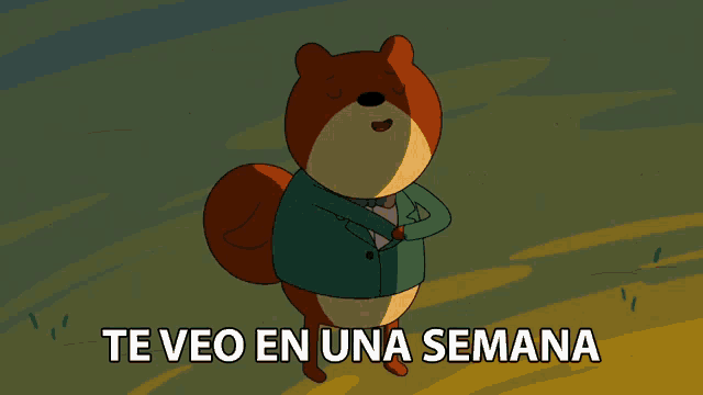a cartoon of a squirrel with the words te veo en una semana