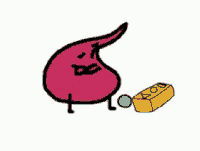 a cartoon drawing of a stomach with a soap bar