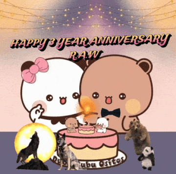 a happy 3 year anniversary greeting card with a cake