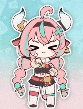a cartoon drawing of a girl with horns