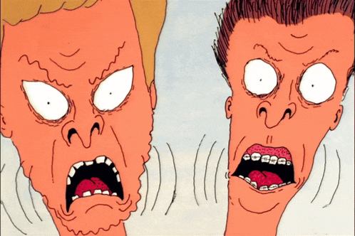 a cartoon of two men with their mouths wide open