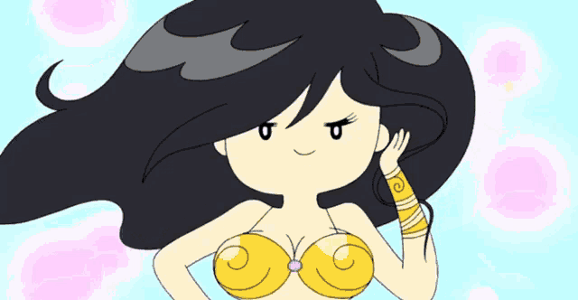 a cartoon drawing of a woman with a bracelet on her wrist