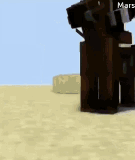 a minecraft character is standing next to a tree in a desert .