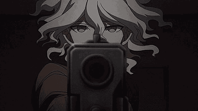 a cartoon character is holding a gun in his hand .