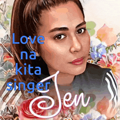 a painting of a woman with the words love na kita singer jen below her