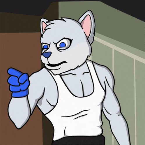 a cartoon drawing of a polar bear wearing a tank top