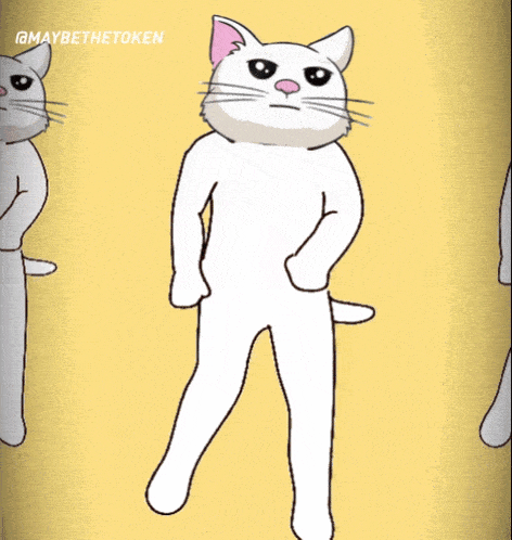 a cartoon drawing of a white cat with a pink nose and maybe the towel written on the bottom