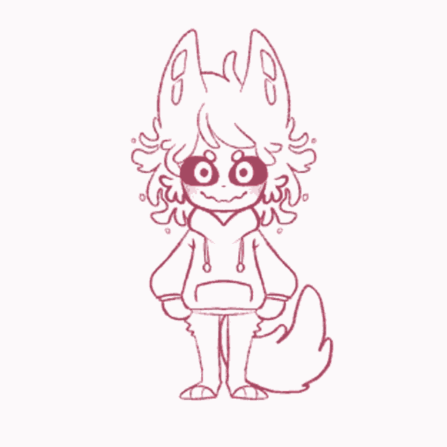 a drawing of a furry character wearing a hoodie and glasses .