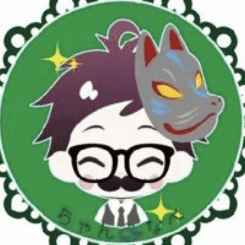 a cartoon character with glasses and a mustache is wearing a mask .