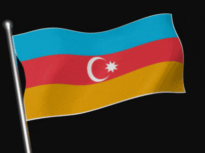 a blue red and yellow flag with a white crescent moon and star