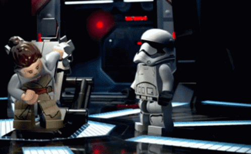 Lego Star Wars Rey GIF - Lego Star Wars Rey First Order Stormtrooper GIFs