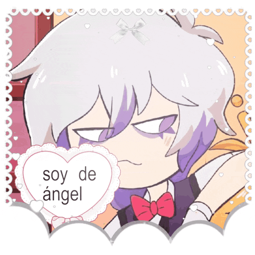 a picture of a boy with a heart saying soy de angel