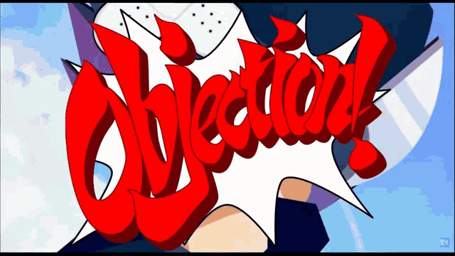 the word objection that is in red on a white background