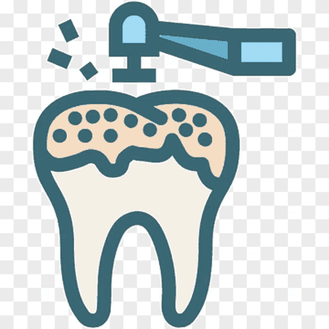 an icon of a tooth being cleaned by a dentist