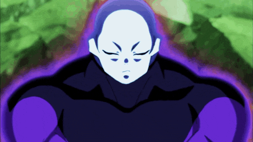 a cartoon character with purple arms and a white head