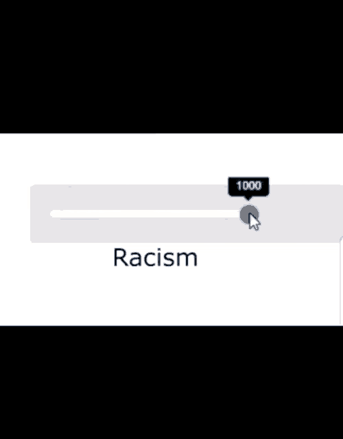 a slider with the word racism on it and a mouse pointer