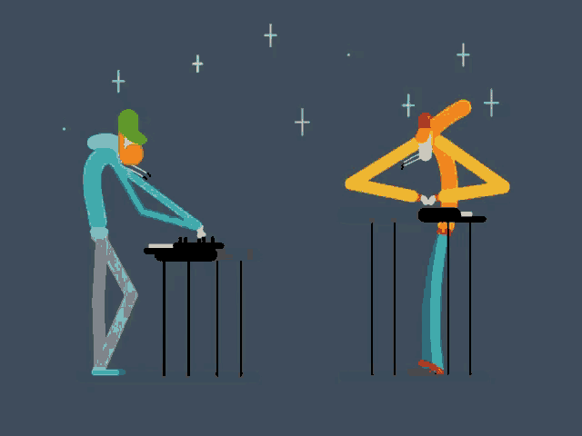 a cartoon of a man looking through a microscope
