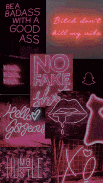 a collage of neon signs including one that says no fake sh * t