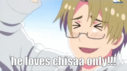 a cartoon character with the words he loves chisaa only