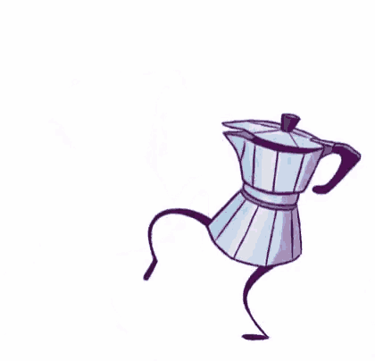 a cartoon drawing of a coffee pot with arms and legs .