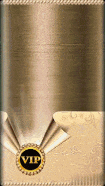 a gold background with a gold ribbon and the word vip on it