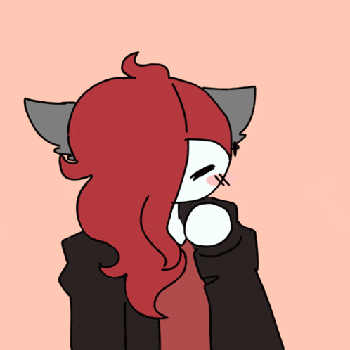 a drawing of a girl with red hair and ears