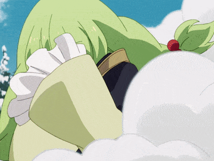a cartoon character with green hair and yellow eyes