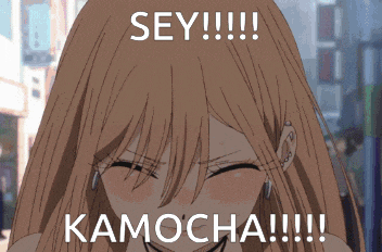 a picture of a girl with her mouth wide open and the words sey kamocha