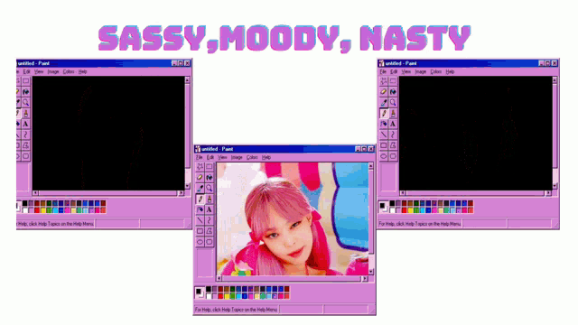 a computer screen with the words sassy moody and nasty