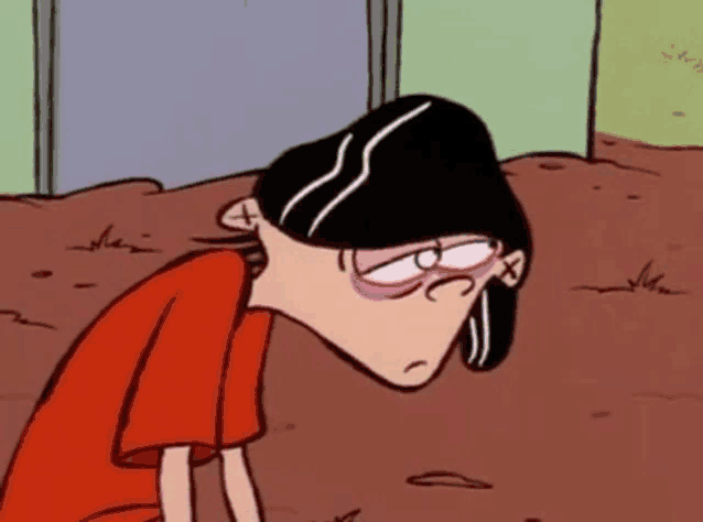 a cartoon character wearing sunglasses and a red shirt is standing on the ground .