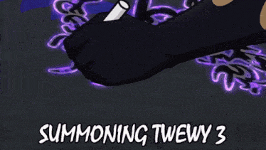 a poster for summoning twewy 3 with a cartoon character on it